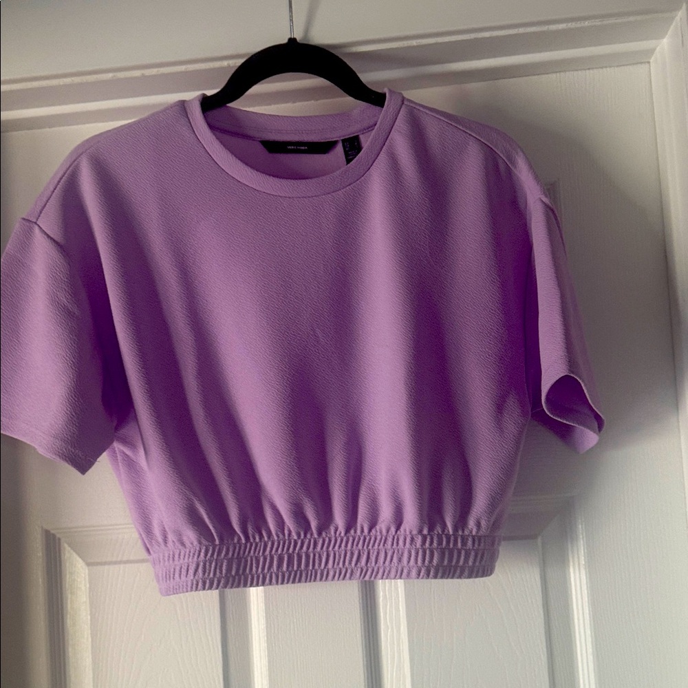 Vero Moda Purple Short Sleeve Cropped Tee